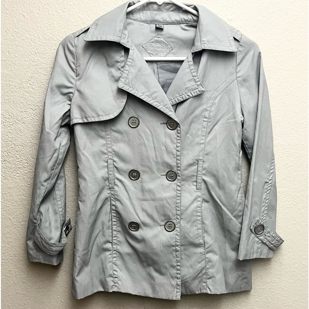 "Jou Jou" Cute‎ Jacket Size Small Women’s Juniors Grey Trench Coat